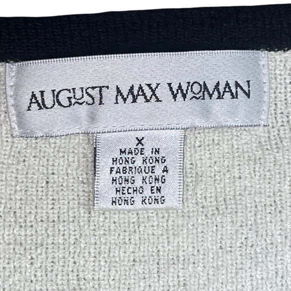 Vintage August Max Woman Cardigan Short Sleeve Top Set Off White Black Size X - Picture 10 of 13